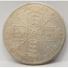 GREAT BRITAIN  UK ENGLAND 1889 . DOUBLE FLORIN . SCARCE